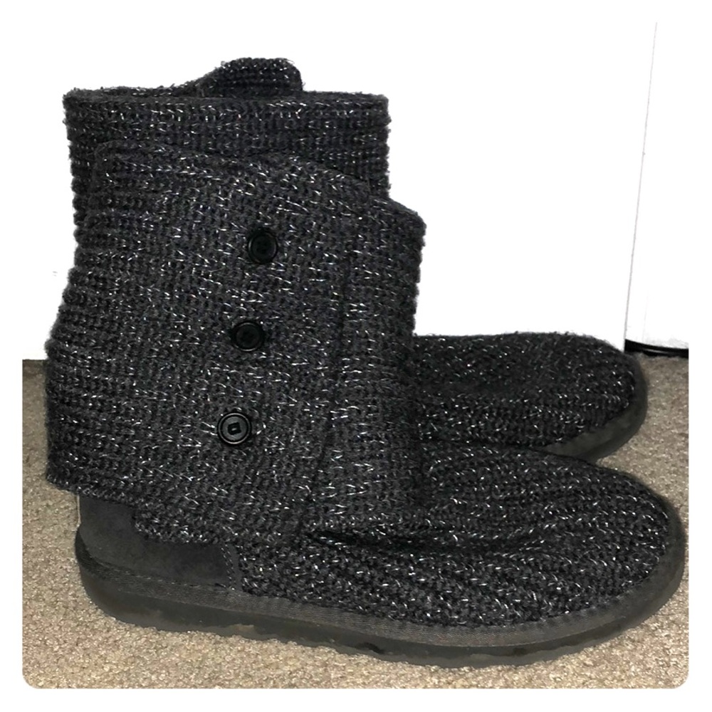 Fold over Grey/Silver knit Uggs